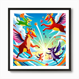 Flying Unicorns Art Print