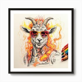 Goat In Flames 32 Art Print