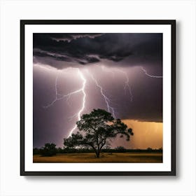 Lightning streak tree Art Print