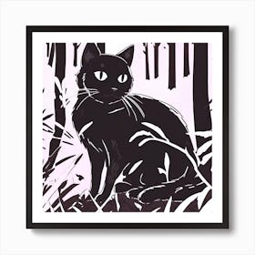 Black Cat In The Woods Art Print