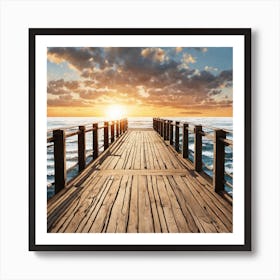 Sunset On The Pier facing the ocean Art Print