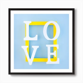 Love Letters On A Blue Background Art Print