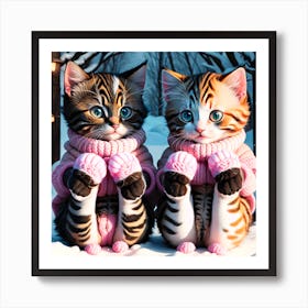 Pretty Kitty 4/4 (cat baby mittens fur baby winter cold fluffy pussy cute loveable adorable feline funny whiskers pets caturday)   Art Print