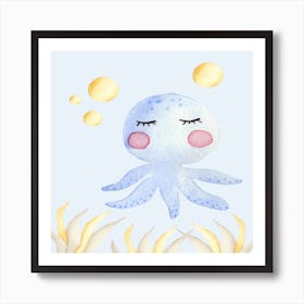 Cute Jellyfish Square Art Print