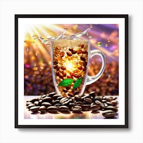 Coffee Mug With Coffee Beans Art Print