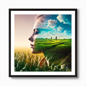 Portrait Of A Woman In A Field Art Print