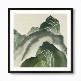 Japanese Watercolour Of Mount Ontake 1 Art Print