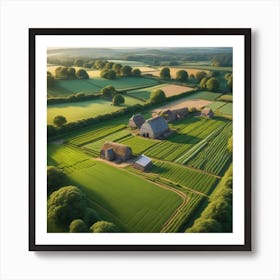 Aerial Photography Of A Farm Art Print