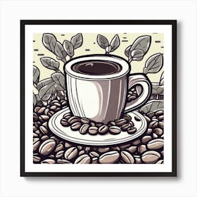 Coffee Cup With Coffee Beans 13 Art Print