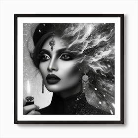 Black And White Portrait Of A Woman 2 Art Print