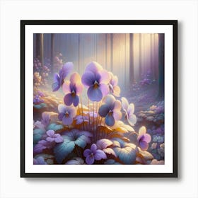 Pansies In The Forest Art Print