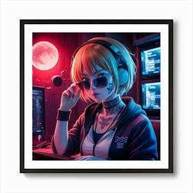 Emo Girl Art Print