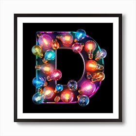 Letter D With Colorful Lights Art Print