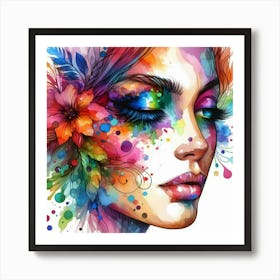 Colorful Woman'S Face Affiche