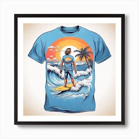 Surfer On A Surfboard Art Print