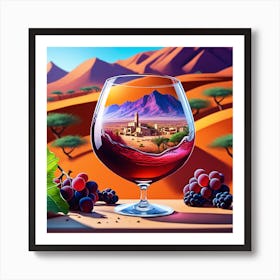 Wine Glass In The Desert Art Print