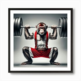 Monkey Weightlifter Art Print