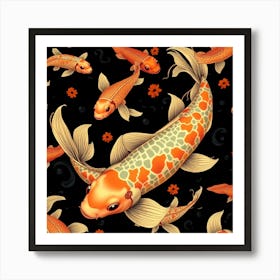 Koi Fish Seamless Pattern 1 Art Print