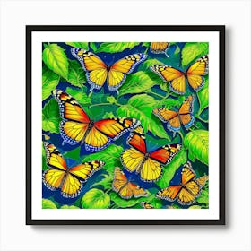Butterflies In The Garden 1 Art Print