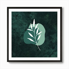 Leaf On A Green Background Art Print