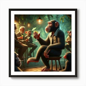Chimpanzee in the Bar Art Print