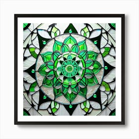 Stained Glass Flower Mandala Art Print