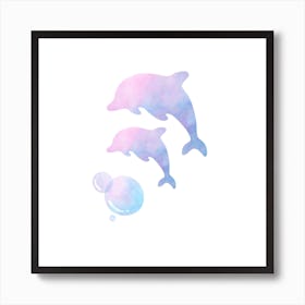 Watercolor Dolphins Art Print