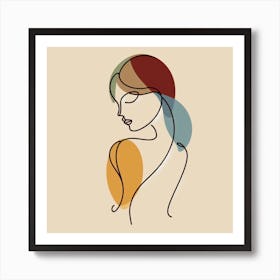 Woman'S Face Line Art Art Print