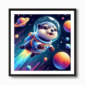 Otter In Space Art Print