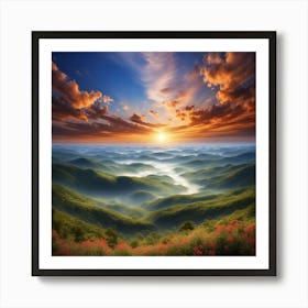 Sunrise Over The Smoky Mountains Art Print