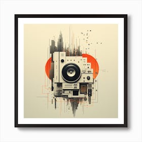  Black Retro 80s Album Art  Art Print