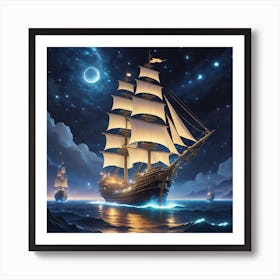 Ships Of The Night Sky Art Print