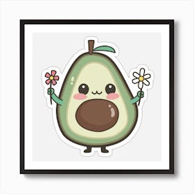 Avocado - Kawaii Art Print