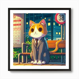 Cat In Business Suit Art Print