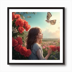 Girl With A Bird Art Print