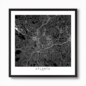 Atlanta Black And White Map Square Art Print