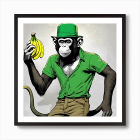 Monkey In Green Hat Art Print