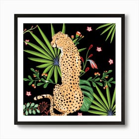 Cheetah Print with Leaf Art Print