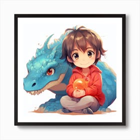 Cute Dragon Anime Art Print