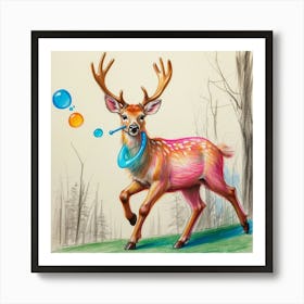 Deer With Bubbles 1 Art Print