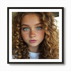 Girl With Curly Hair Art Print