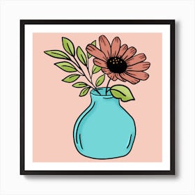 Daisy in a blue vase Art Print