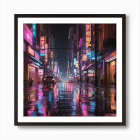 Wet City Street art print Art Print