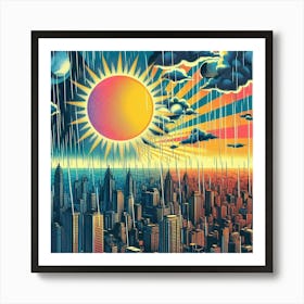 Sun Rises Over The City Poster