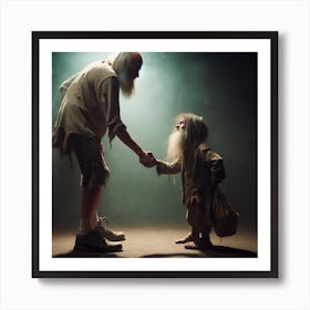 Old Man And Young Boy Art Print