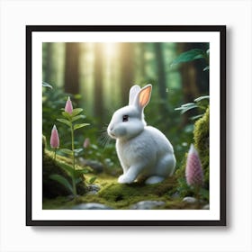 White Rabbit In The Forest 7 Art Print