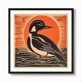 Retro Bird Lithograph Bufflehead 4 Art Print