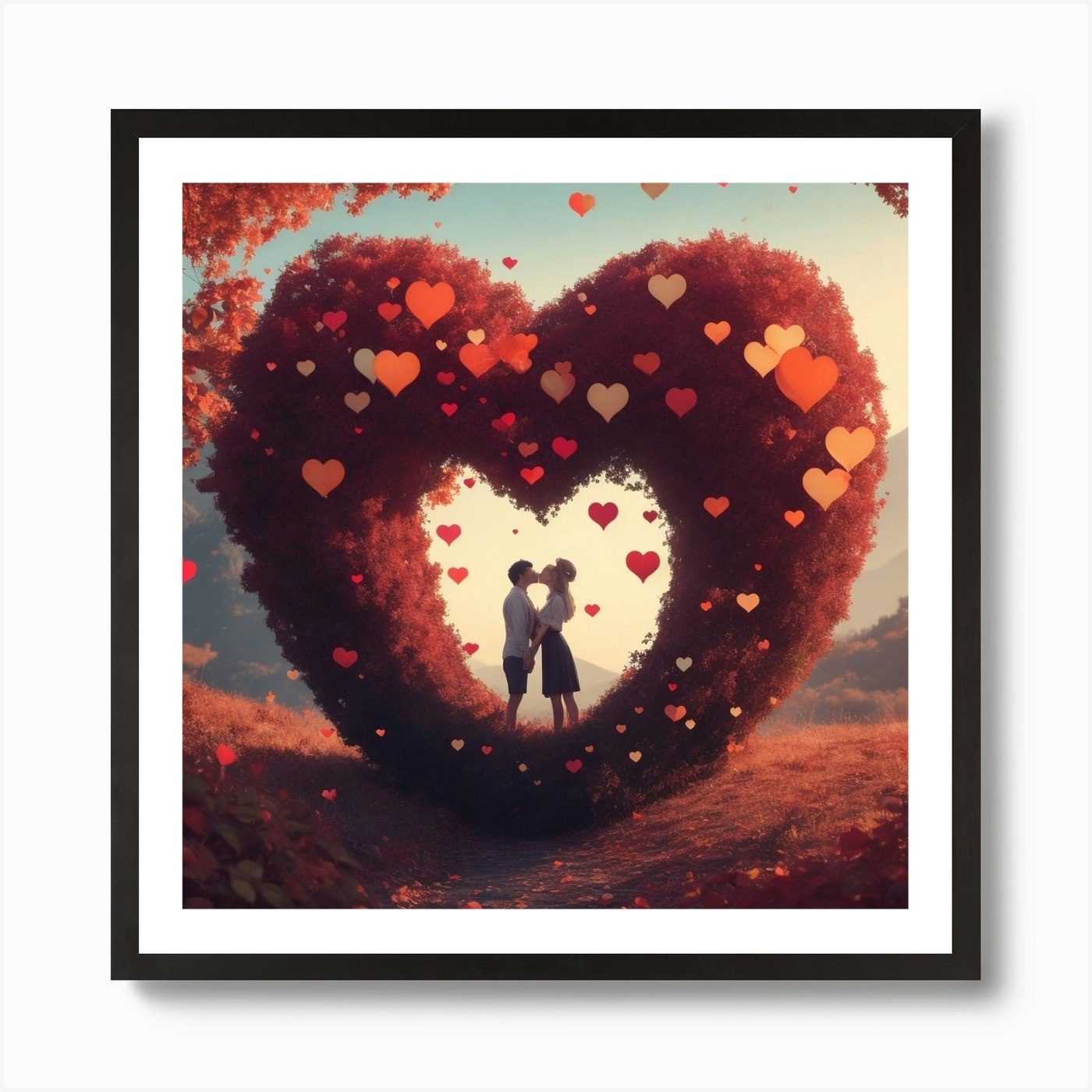 Red Heart Emoji Wrapped Canvas Giclee Art Print Wall Art