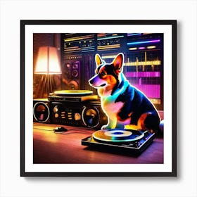 Dj Dog Art Print