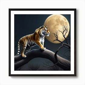 Tiger On A Tree Art Print